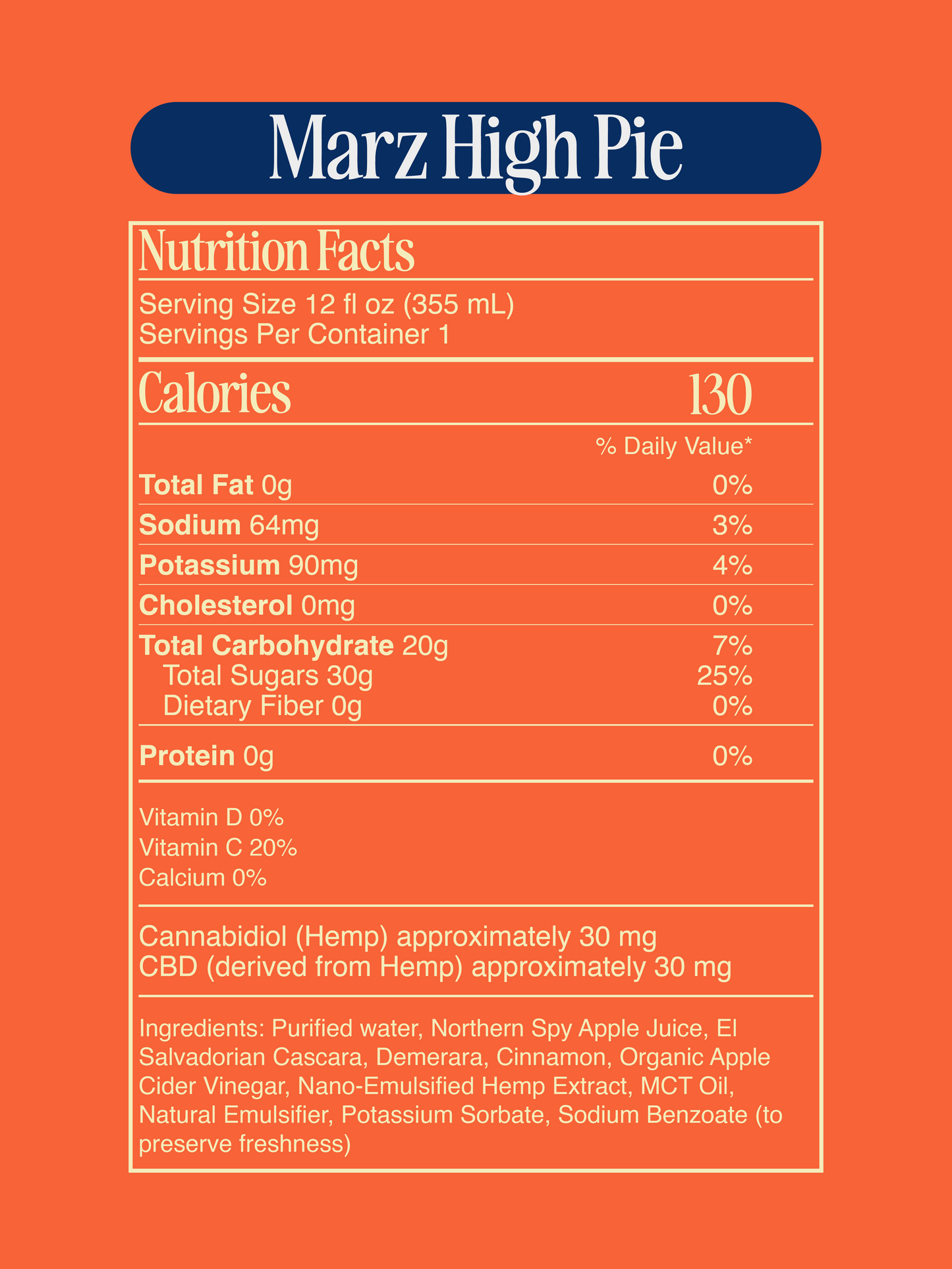 Marz - High Pie Shrub Soda - 25mg